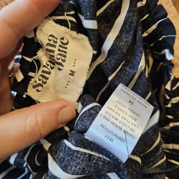 Savanna Jane Size Medium Black Striped Blouse Floral Embroidery Western... - Picture 6 of 6